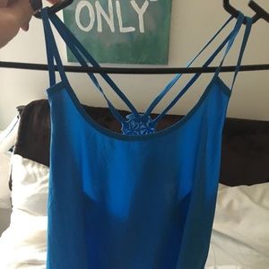 Blue tank top with lace